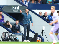 Luke Williams, manager of Swansea, during the Sky Bet Championship match between West Bromwich Albion and Swansea City at The Hawthorns in W...