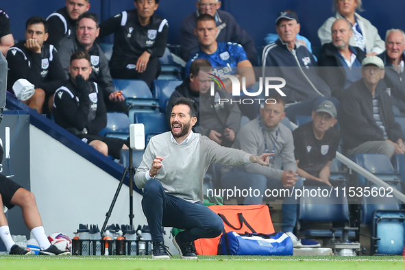 West Bromwich Albion's manager Carlos Corberan during the Sky Bet Championship match between West Bromwich Albion and Swansea City at The Ha...