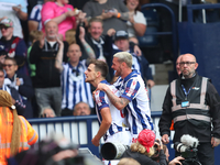 Jayson Molumby of West Bromwich celebrates after scoring his team's first goal during the Sky Bet Championship match between West Bromwich A...