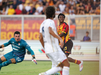 Patrick Dorgu of US Lecce is in action during the Serie A match between Lecce and Cagliari in Lecce, Italy, on August 31, 2024. (