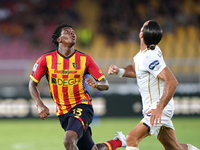 Patrick Dorgu of US Lecce is in action during the Serie A match between Lecce and Cagliari in Lecce, Italy, on August 31, 2024. (