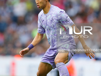 Eom Ji-sung of Swansea is in action during the Sky Bet Championship match between West Bromwich Albion and Swansea City at The Hawthorns in...