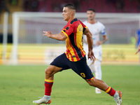 Nikola Krstovic of US Lecce is in action during the Serie A match between Lecce and Cagliari in Lecce, Italy, on August 31, 2024. (