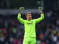 Alex Palmer, goalkeeper of West Bromwich, celebrates at the end of the Sky Bet Championship match between West Bromwich Albion and Swansea C...