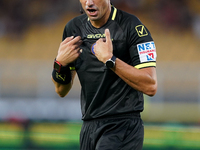 Referee Michael Fabbri officiates the Serie A match between Lecce and Cagliari in Lecce, Italy, on August 31, 2024. (