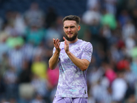 Swansea City's Matt Grimes applauds their fans at the end of the Sky Bet Championship match between West Bromwich Albion and Swansea City at...