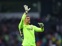 Alex Palmer, goalkeeper of West Bromwich, celebrates at the end of the Sky Bet Championship match between West Bromwich Albion and Swansea C...