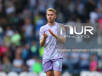 Swansea City's Oli Cooper applauds their fans at the end of the Sky Bet Championship match between West Bromwich Albion and Swansea City at...