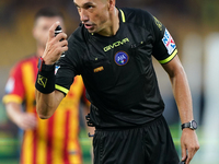 Referee Michael Fabbri officiates the Serie A match between Lecce and Cagliari in Lecce, Italy, on August 31, 2024. (