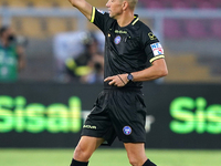 Referee Michael Fabbri officiates the Serie A match between Lecce and Cagliari in Lecce, Italy, on August 31, 2024. (