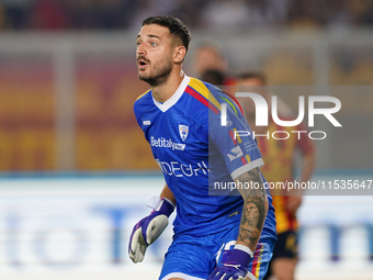 Wladimiro Falcone of US Lecce during the Serie A match between Lecce and Cagliari in Lecce, Italy, on August 31, 2024. (