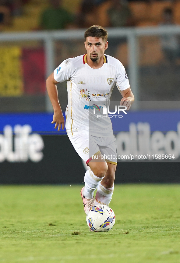 Razvan Marin of Cagliari Calcio is in action during the Serie A match between Lecce and Cagliari in Lecce, Italy, on August 31, 2024. 