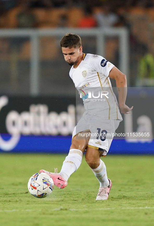 Razvan Marin of Cagliari Calcio is in action during the Serie A match between Lecce and Cagliari in Lecce, Italy, on August 31, 2024. 