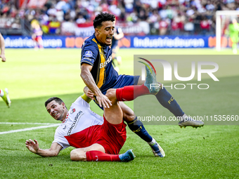 FC Utrecht player Nick Viergever and FC Twente player Sayf Ltaief during the match Utrecht vs. Twente at Stadium Galgenwaard for the Dutch E...