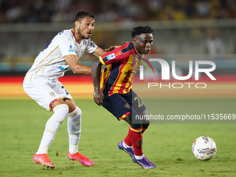 Lameck Banda of US Lecce is in action during the Serie A match between Lecce and Cagliari in Lecce, Italy, on August 31, 2024. (