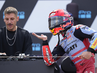 Marc Marquez (93) of Spain and Gresini Racing Moto GP Ducati celebrates victory after the race day of the Gran Premio GoPro de Aragon at Mot...