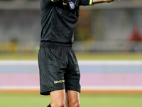 Referee Michael Fabbri officiates the Serie A match between Lecce and Cagliari in Lecce, Italy, on August 31, 2024. (