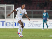 Yerry Mina of Cagliari Calcio is in action during the Serie A match between Lecce and Cagliari in Lecce, Italy, on August 31, 2024. (