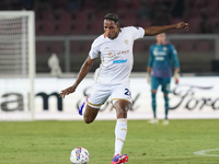 Yerry Mina of Cagliari Calcio is in action during the Serie A match between Lecce and Cagliari in Lecce, Italy, on August 31, 2024. (