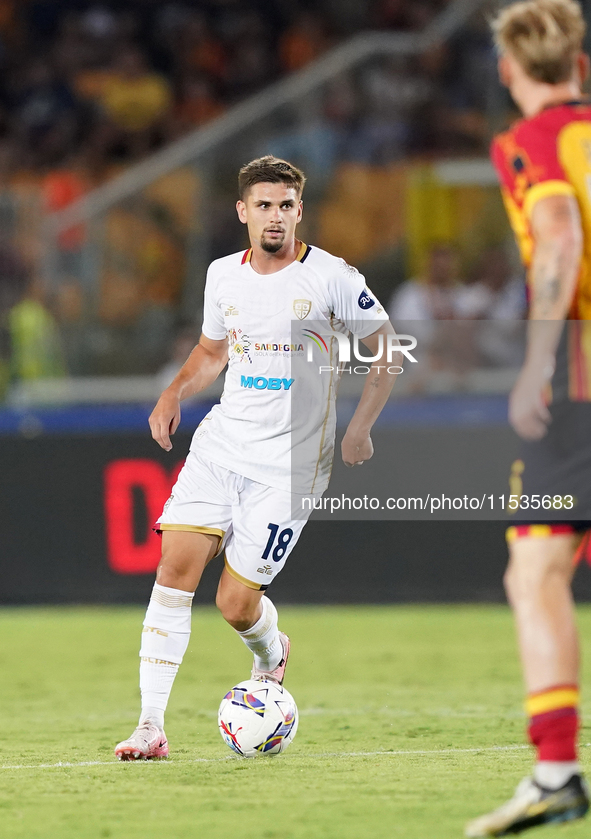 Razvan Marin of Cagliari Calcio is in action during the Serie A match between Lecce and Cagliari in Lecce, Italy, on August 31, 2024. 