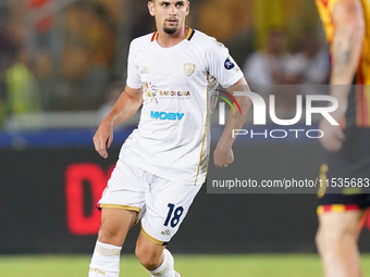 Razvan Marin of Cagliari Calcio is in action during the Serie A match between Lecce and Cagliari in Lecce, Italy, on August 31, 2024. (