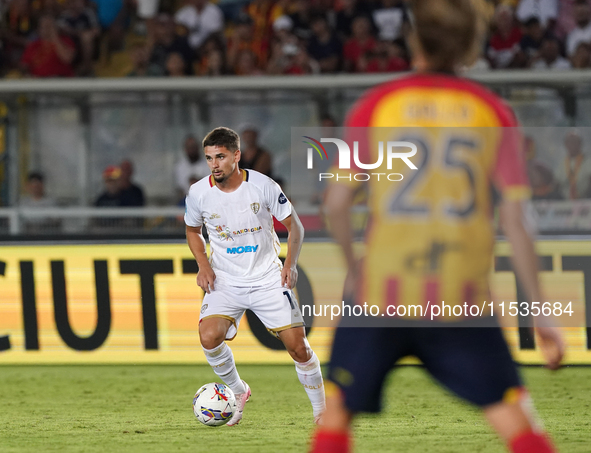 Razvan Marin of Cagliari Calcio is in action during the Serie A match between Lecce and Cagliari in Lecce, Italy, on August 31, 2024. 