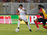 Gianluca Lapadula of Cagliari Calcio is in action during the Serie A match between Lecce and Cagliari in Lecce, Italy, on August 31, 2024. (