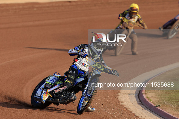 Oliver Bovington participates in the British Youth Championships before the WSRA National Development League match between Belle Vue Colts a...