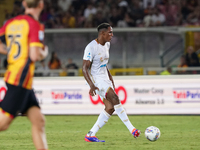 Yerry Mina of Cagliari Calcio is in action during the Serie A match between Lecce and Cagliari in Lecce, Italy, on August 31, 2024. (