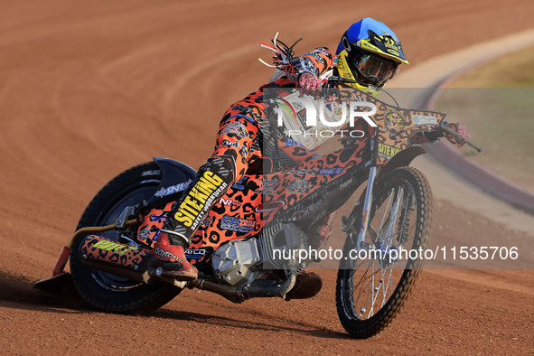 Cooper Rushen competes during the British Youth Championships before the WSRA National Development League match between Belle Vue Colts and...