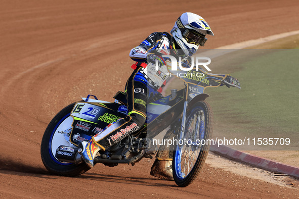 Oliver Bovington participates in the British Youth Championships before the WSRA National Development League match between Belle Vue Colts a...