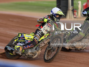 Archie Rolph participates in the British Youth Championships before the WSRA National Development League match between Belle Vue Colts and E...