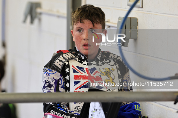 Liam Morris competes during the British Youth Championships before the WSRA National Development League match between Belle Vue Colts and Ed...