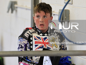 Liam Morris competes during the British Youth Championships before the WSRA National Development League match between Belle Vue Colts and Ed...