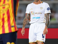 Gianluca Lapadula of Cagliari Calcio is in action during the Serie A match between Lecce and Cagliari in Lecce, Italy, on August 31, 2024. (