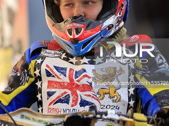 Archie Whitelam participates in the British Youth Championships before the WSRA National Development League match between Belle Vue Colts an...