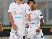 Roberto Piccoli of Cagliari Calcio is in action during the Serie A match between Lecce and Cagliari in Lecce, Italy, on August 31, 2024. (