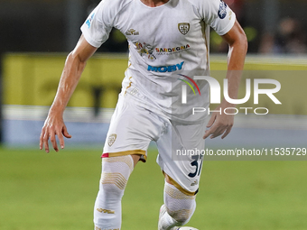 Paulo Azzi of Cagliari Calcio is in action during the Serie A match between Lecce and Cagliari in Lecce, Italy, on August 31, 2024. (