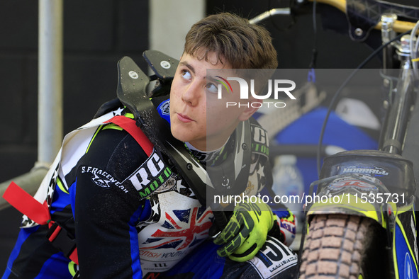 Jack Franklin competes during the British Youth Championships before the WSRA National Development League match between Belle Vue Colts and...