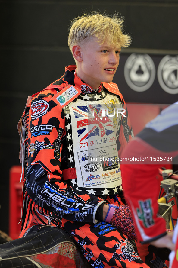 Cooper Rushen competes during the British Youth Championships before the WSRA National Development League match between Belle Vue Colts and...