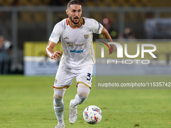 Paulo Azzi of Cagliari Calcio is in action during the Serie A match between Lecce and Cagliari in Lecce, Italy, on August 31, 2024. (