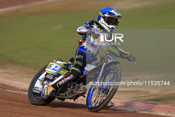 Oliver Bovington participates in the British Youth Championships before the WSRA National Development League match between Belle Vue Colts a...