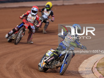 Oliver Bovington participates in the British Youth Championships before the WSRA National Development League match between Belle Vue Colts a...