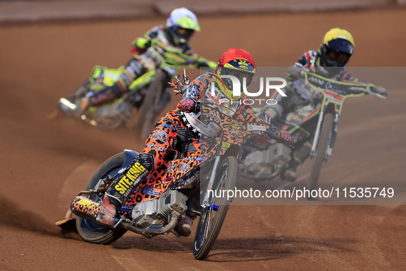 Cooper Rushen competes during the British Youth Championships before the WSRA National Development League match between Belle Vue Colts and...