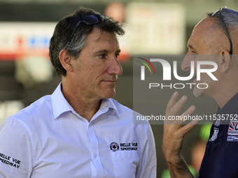 Mark Lemon of Belle Vue 'Cool Running' Colts and Neil Vatcher during the WSRA National Development League match between Belle Vue Colts and...