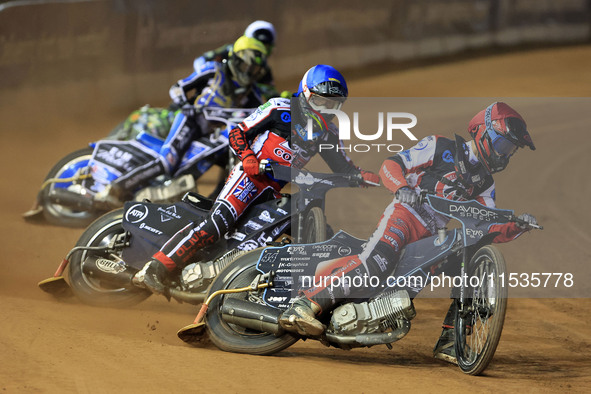 Freddy Hodder of Belle Vue 'Cool Running' Colts leads Harry McGurk (Reserve) of Belle Vue 'Cool Running' Colts during the WSRA National Deve...