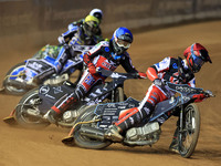 Freddy Hodder of Belle Vue 'Cool Running' Colts leads Harry McGurk (Reserve) of Belle Vue 'Cool Running' Colts during the WSRA National Deve...