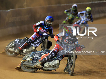 Freddy Hodder of Belle Vue 'Cool Running' Colts leads Harry McGurk (Reserve) of Belle Vue 'Cool Running' Colts during the WSRA National Deve...