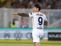 Gianluca Lapadula of Cagliari Calcio is in action during the Serie A match between Lecce and Cagliari in Lecce, Italy, on August 31, 2024. (