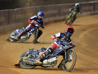 Freddy Hodder of Belle Vue 'Cool Running' Colts leads Harry McGurk (Reserve) of Belle Vue 'Cool Running' Colts during the WSRA National Deve...